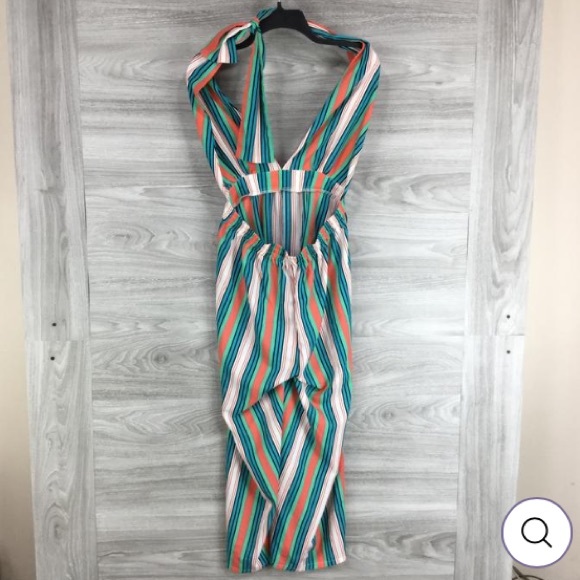 Know One Cares Striped Halter Cropped Jumpsuit Size Large - Picture 4 of 6